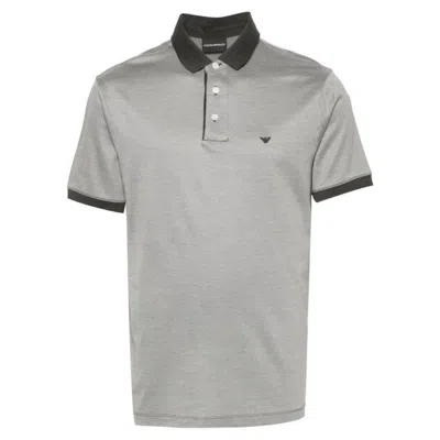 Emporio Armani Lyocell-blend Striped Polo Shirt In White