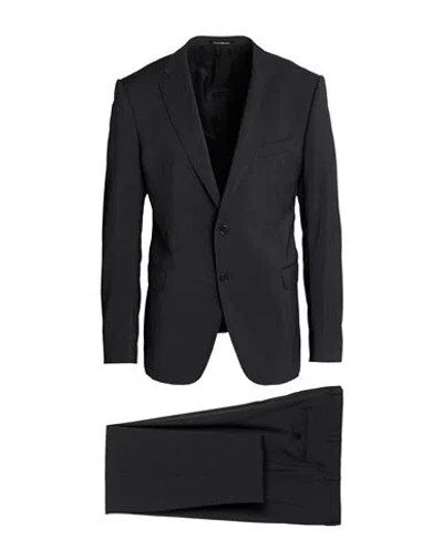 Emporio Armani M Line Man Suit Grey Size 44 Virgin Wool In Black