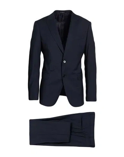 Emporio Armani M Line Man Suit Navy Size 44 Wool, Elastane In Blue