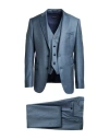 Emporio Armani M Line Man Suit Slate Blue Size 48 Virgin Wool In Blue