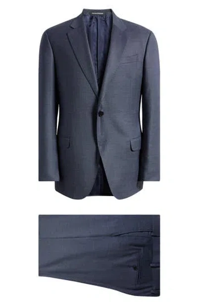 Emporio Armani M-line Pin Dot Wool Suit In Blue Grey