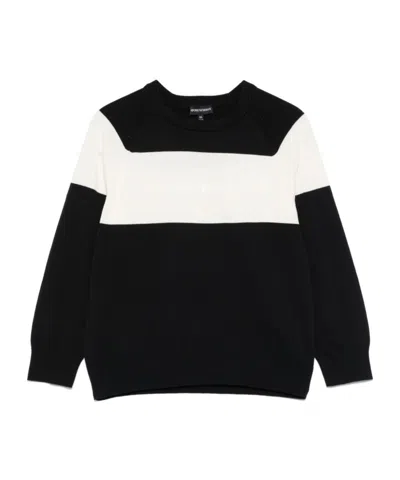 Emporio Armani Rubberised-logo Sweater In Black