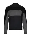 Emporio Armani Colorblock Crew Neck Sweater In Virgin Wool In Black
