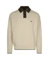 Emporio Armani Maglione Collo Polo Colorblock In Neutral