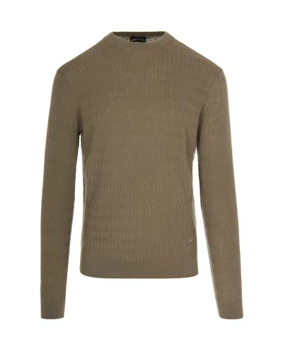 Emporio Armani Maglione In Lana Vergine Marrone In Brown