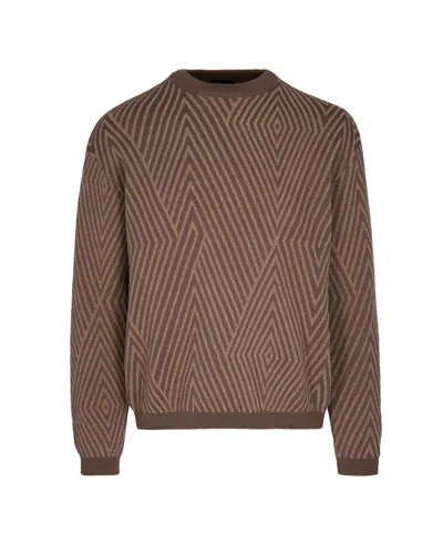 EMPORIO ARMANI MAXI DIAMOND OPTICAL JACQUARD SWEATER