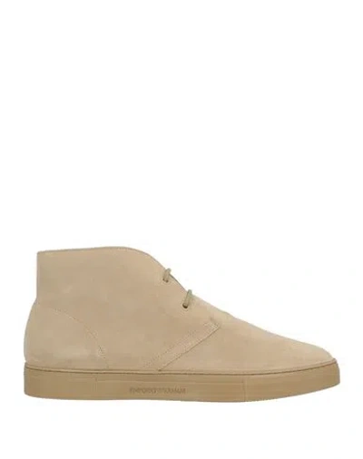 Emporio Armani Man Ankle Boots Beige Size 9 Leather In Sand