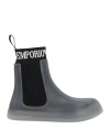 Emporio Armani Man Ankle Boots Grey Size 7 Rubber, Cotton, Polyamide, Elastane In Grey