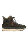 Emporio Armani Man Ankle Boots Military Green Size 11 Polyamide, Calfskin, Rubber In Green