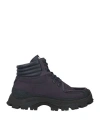Emporio Armani Man Ankle Boots Plum Size 7 Soft Leather, Textile Fibers In Purple