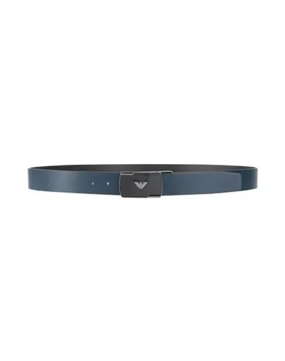 Emporio Armani Man Belt Blue Size Onesize Cow Leather