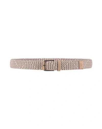 Emporio Armani Man Belt Light Brown Size 39.5 Viscose, Elastane, Cow Leather In Beige