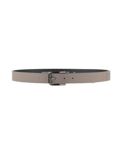 Emporio Armani Man Belt Taupe Size 39.5 Leather In Gray