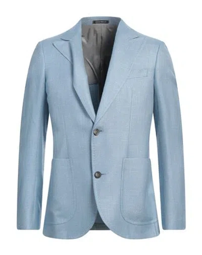 Emporio Armani Man Blazer Azure Size 44 Viscose In Blue