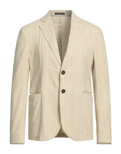 Emporio Armani Man Blazer Beige Size 42 Linen, Polyester, Viscose, Silk, Cotton