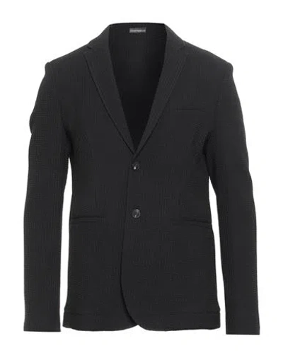 Emporio Armani Man Blazer Black Size 42 Virgin Wool, Polyamide, Elastane