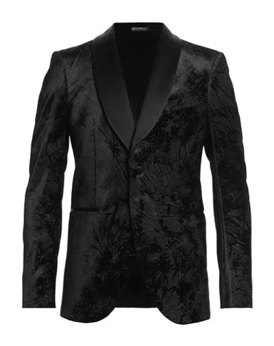 Emporio Armani Man Blazer Black Size 42 Viscose, Polyester, Silk In Black