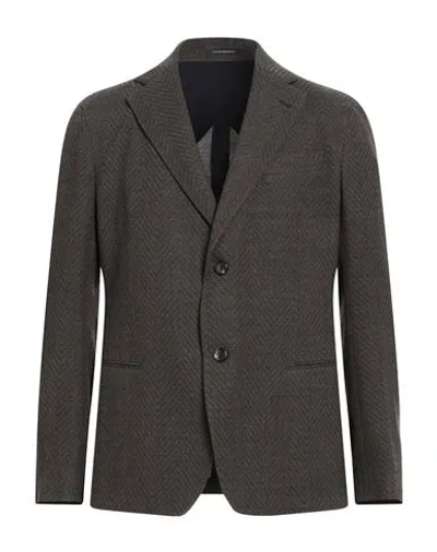 Emporio Armani Man Blazer Brown Size 44 Virgin Wool, Silk