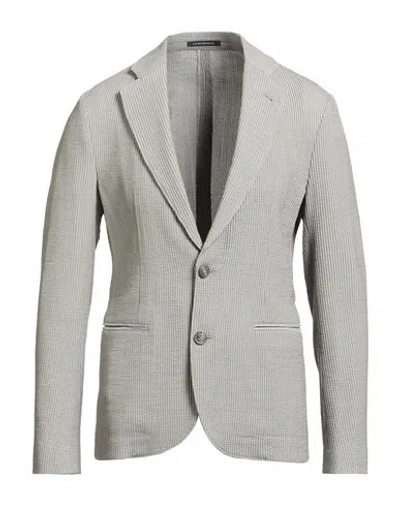 Emporio Armani Man Blazer Grey Size 44 Virgin Wool, Polyamide, Elastane In Gray