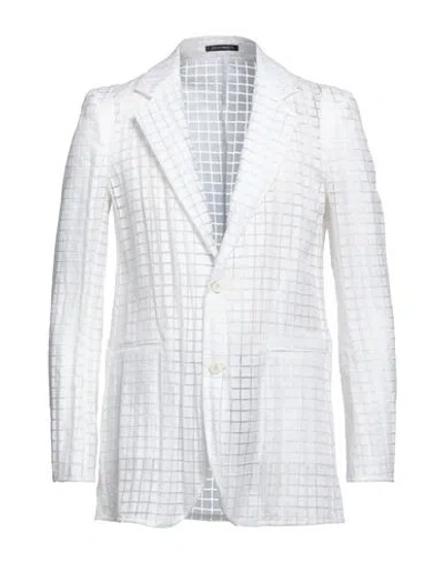 Emporio Armani Man Blazer Ivory Size 40 Cotton, Polyamide In White