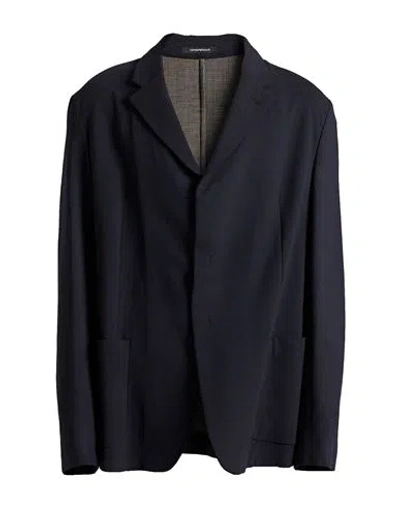 Emporio Armani Man Blazer Navy Size 42 Virgin Wool, Elastane, Polyamide In Gray