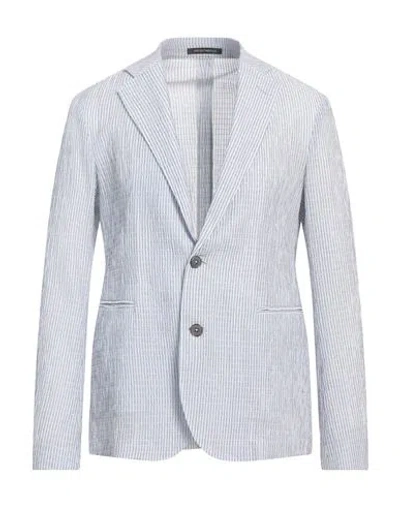 Emporio Armani Man Blazer Sky Blue Size 48 Cotton, Polyamide, Elastane