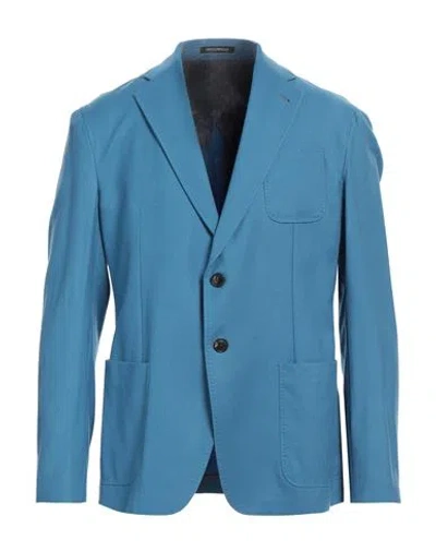 Emporio Armani Man Blazer Slate Blue Size 46 Virgin Wool
