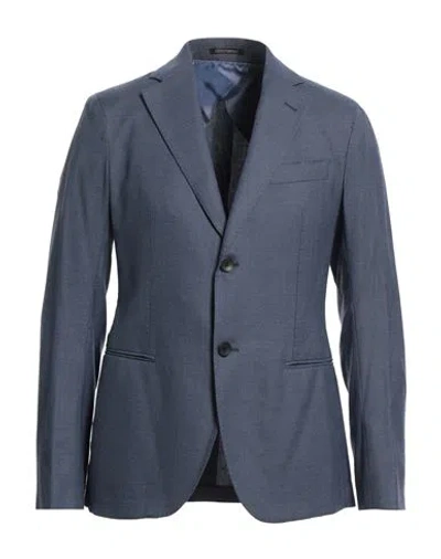 Emporio Armani Man Blazer Slate Blue Size 46 Virgin Wool, Lyocell