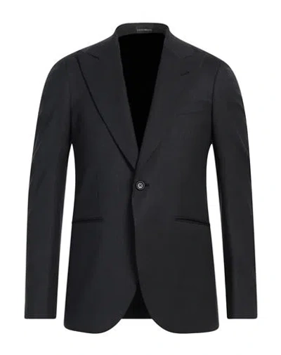 Emporio Armani Single-breasted, Worsted Virgin-wool Jacket In Black
