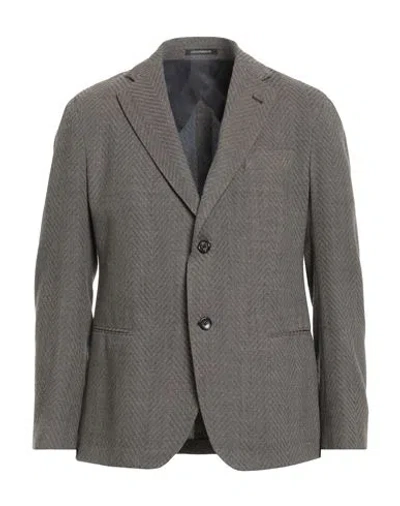Emporio Armani Man Blazer Taupe Size 44 Virgin Wool, Silk In Gray