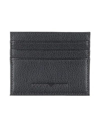 Emporio Armani Man Cardholder Midnight Blue Size - Calfskin In Gray