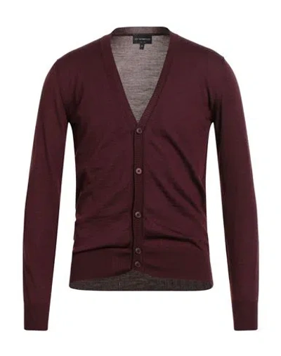 Emporio Armani Man Cardigan Burgundy Size 44 Virgin Wool