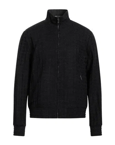 Emporio Armani Man Cardigan Charcoal Size 42 Wool, Cotton In Grey