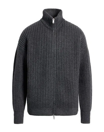 Emporio Armani Man Cardigan Grey Size L Wool, Polyamide In Black