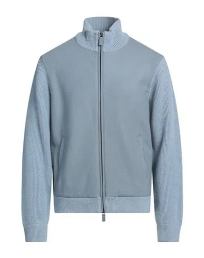Emporio Armani Man Cardigan Light Blue Size M Wool, Polyamide