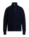 Emporio Armani Man Cardigan Midnight Blue Size L Wool, Polyamide In Blue