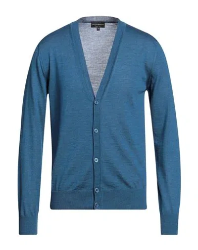 Emporio Armani Man Cardigan Navy Blue Size 40 Virgin Wool In Navy Blue