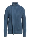 Emporio Armani Man Cardigan Slate Blue Size L Virgin Wool, Acrylic In Blue