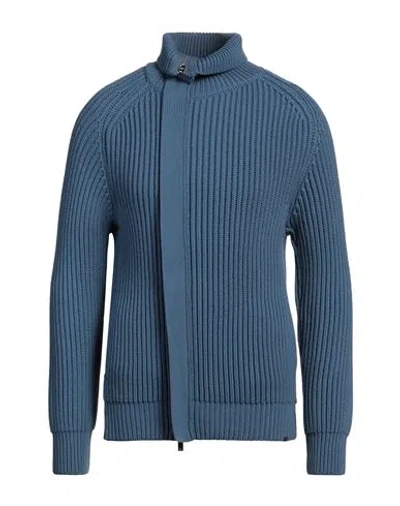 Emporio Armani Man Cardigan Slate Blue Size L Virgin Wool, Acrylic
