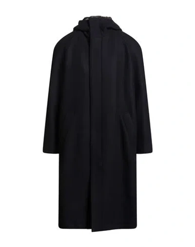 Emporio Armani Man Coat Midnight Blue Size 46 Virgin Wool, Polyamide In Black