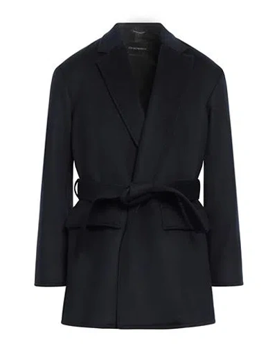Emporio Armani Man Coat Midnight Blue Size 36 Virgin Wool, Polyester