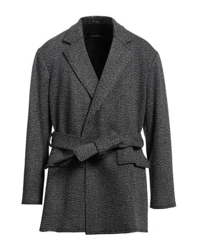 Emporio Armani Man Coat Charcoal Size 38 Virgin Wool, Cashmere, Polyamide, Elastane In Grey