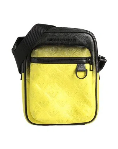 Emporio Armani Man Cross-body Bag Lime Green Size - Cow Leather