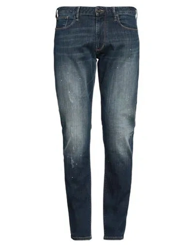 Emporio Armani Man Jeans Blue Size 33w-32l Cotton, Elastane