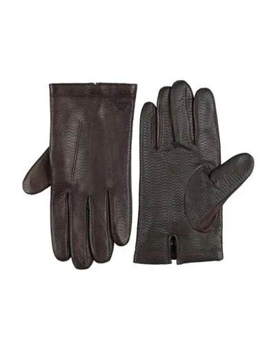 Emporio Armani Man Gloves Dark Brown Size Xl Lambskin