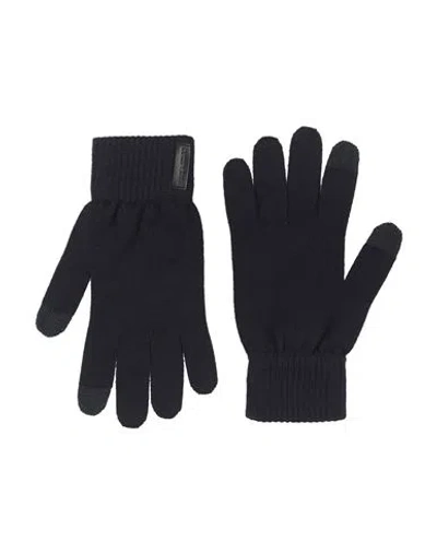 Emporio Armani Man Gloves Midnight Blue Size Xl Virgin Wool, Cow Leather