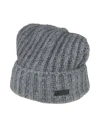 Emporio Armani Man Hat Grey Size L Acrylic, Polyamide, Wool, Mohair Wool, Cow Leather In Gray