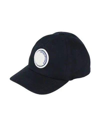Emporio Armani Man Hat Midnight Blue Size L Wool, Polyamide