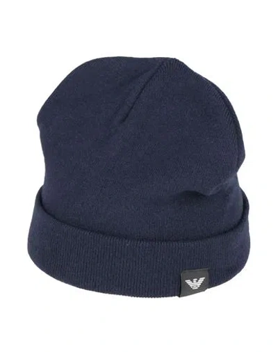 Emporio Armani Man Hat Midnight Blue Size M Viscose, Wool, Polyamide, Cashmere
