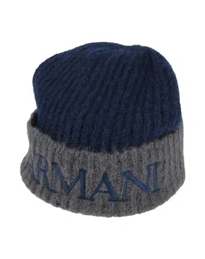 Emporio Armani Man Hat Midnight Blue Size M/l Alpaca Wool, Polyamide
